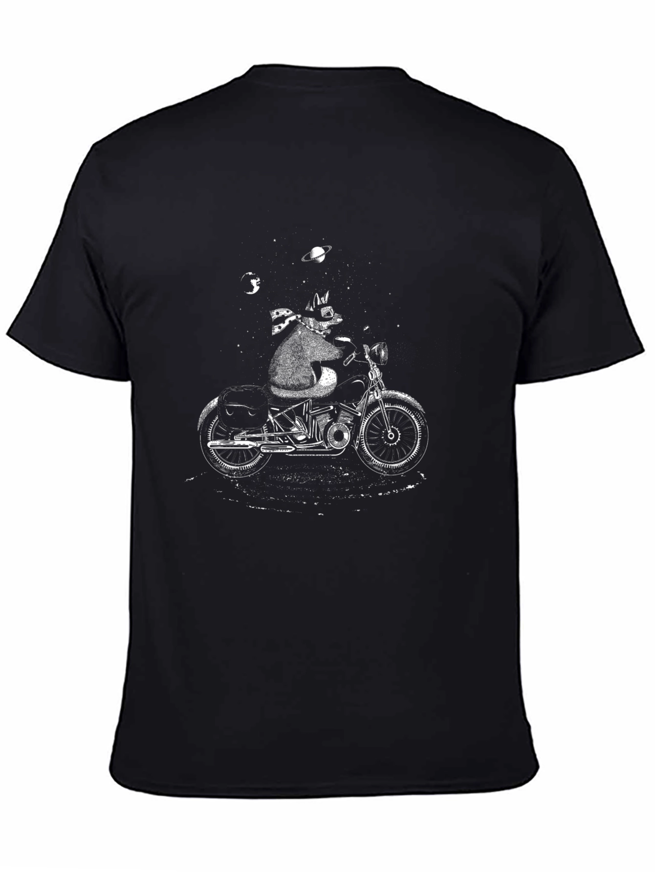 Cool Cat Biker Graphic T-Shirt - Black