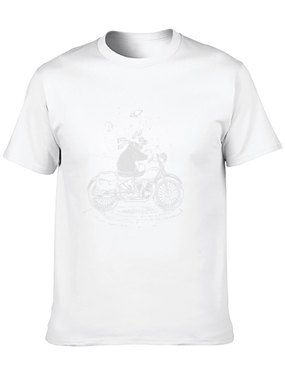 Cool Cat Biker Graphic T-Shirt - Black