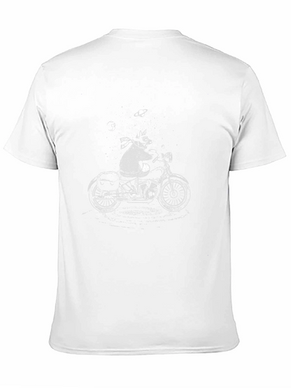 Cool Cat Biker Graphic T-Shirt - Black