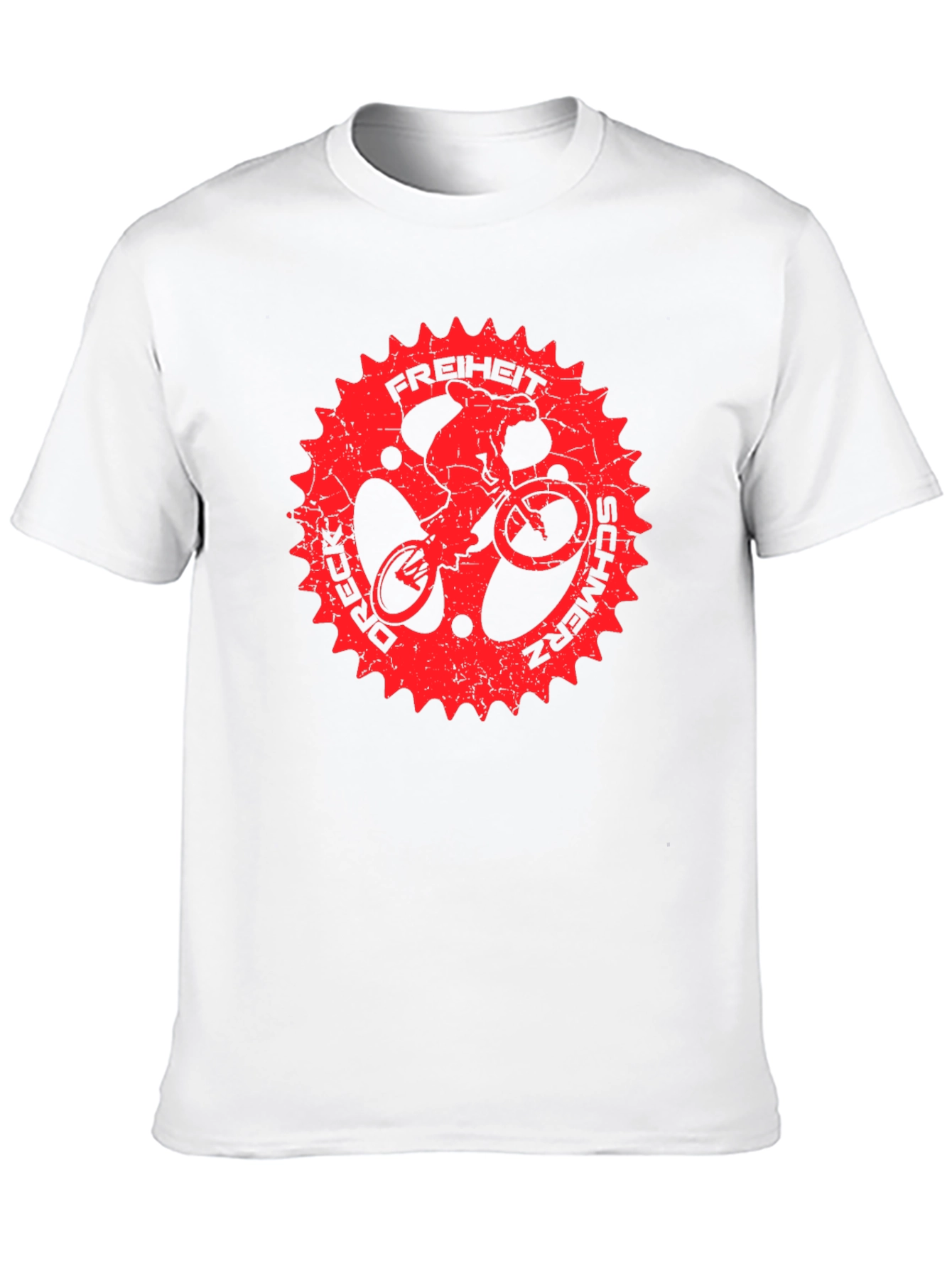Black T-Shirt with Red Bike Sprocket Graphic