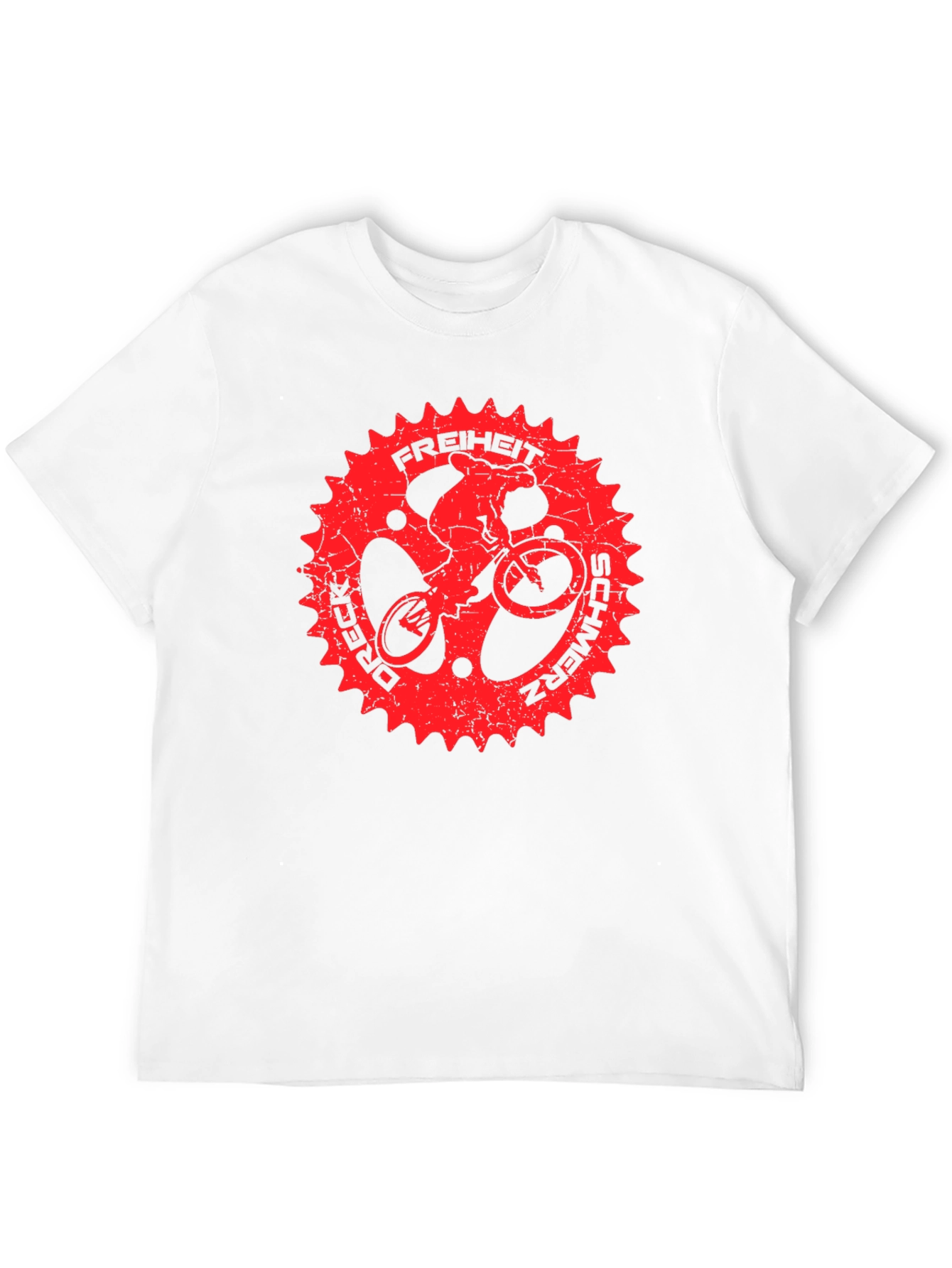 Black T-Shirt with Red Bike Sprocket Graphic