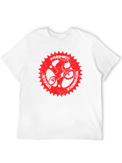 Black T-Shirt with Red Bike Sprocket Graphic