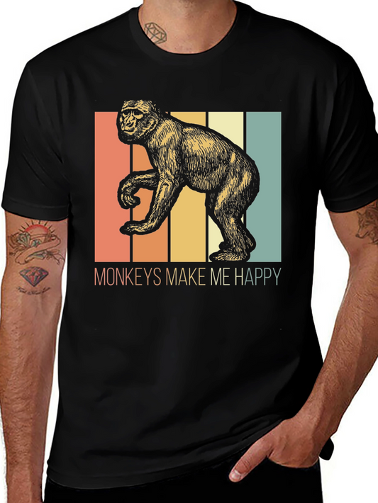 Monkeys Make Me Happy Retro Graphic Tee