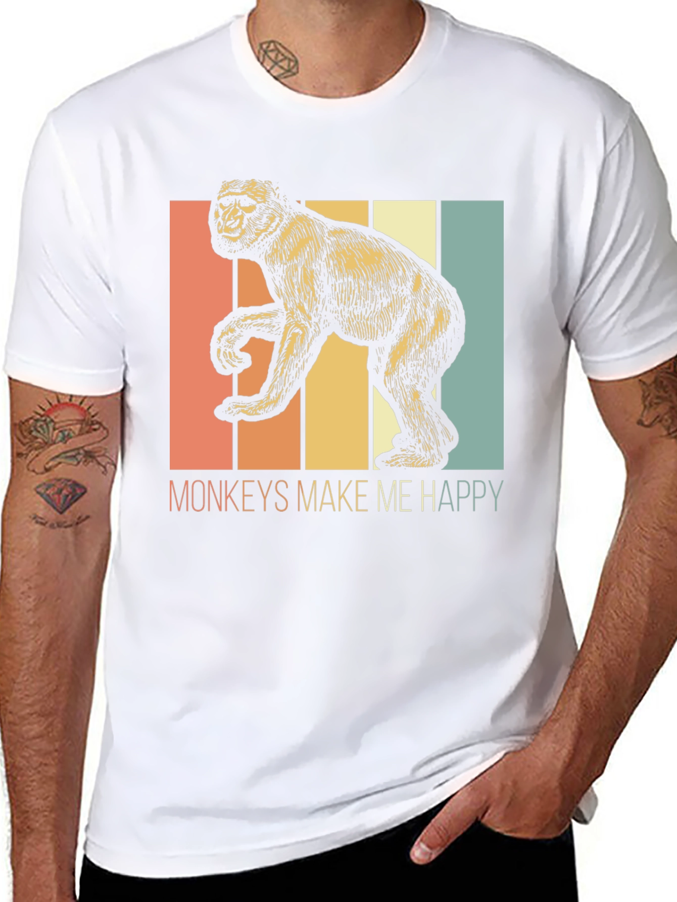 Monkeys Make Me Happy Retro Graphic Tee