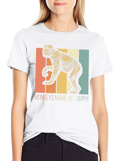 Monkeys Make Me Happy Retro Graphic Tee