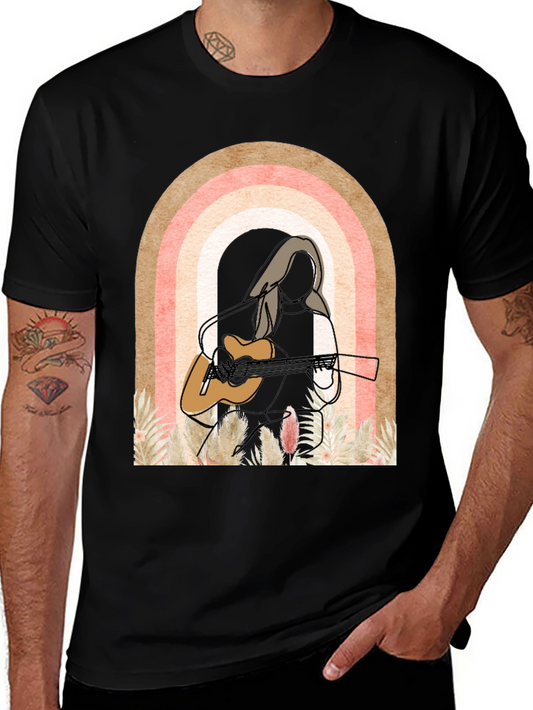 Boho Guitar Player Tee - Vintage Style Graphic T-Shirt