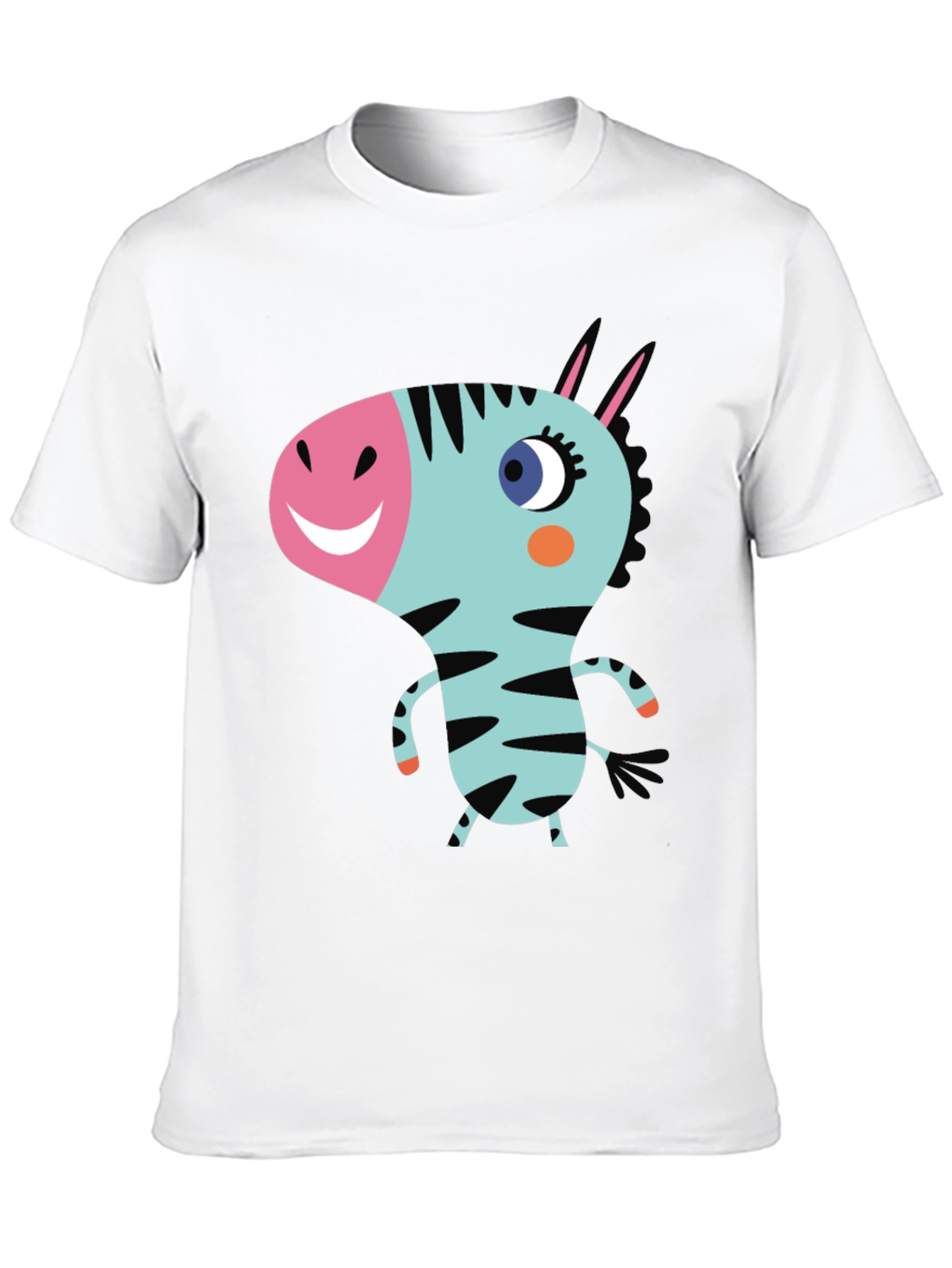 Cartoon Zebra Graphic Black T-Shirt