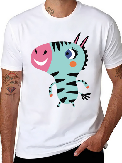 Cartoon Zebra Graphic Black T-Shirt