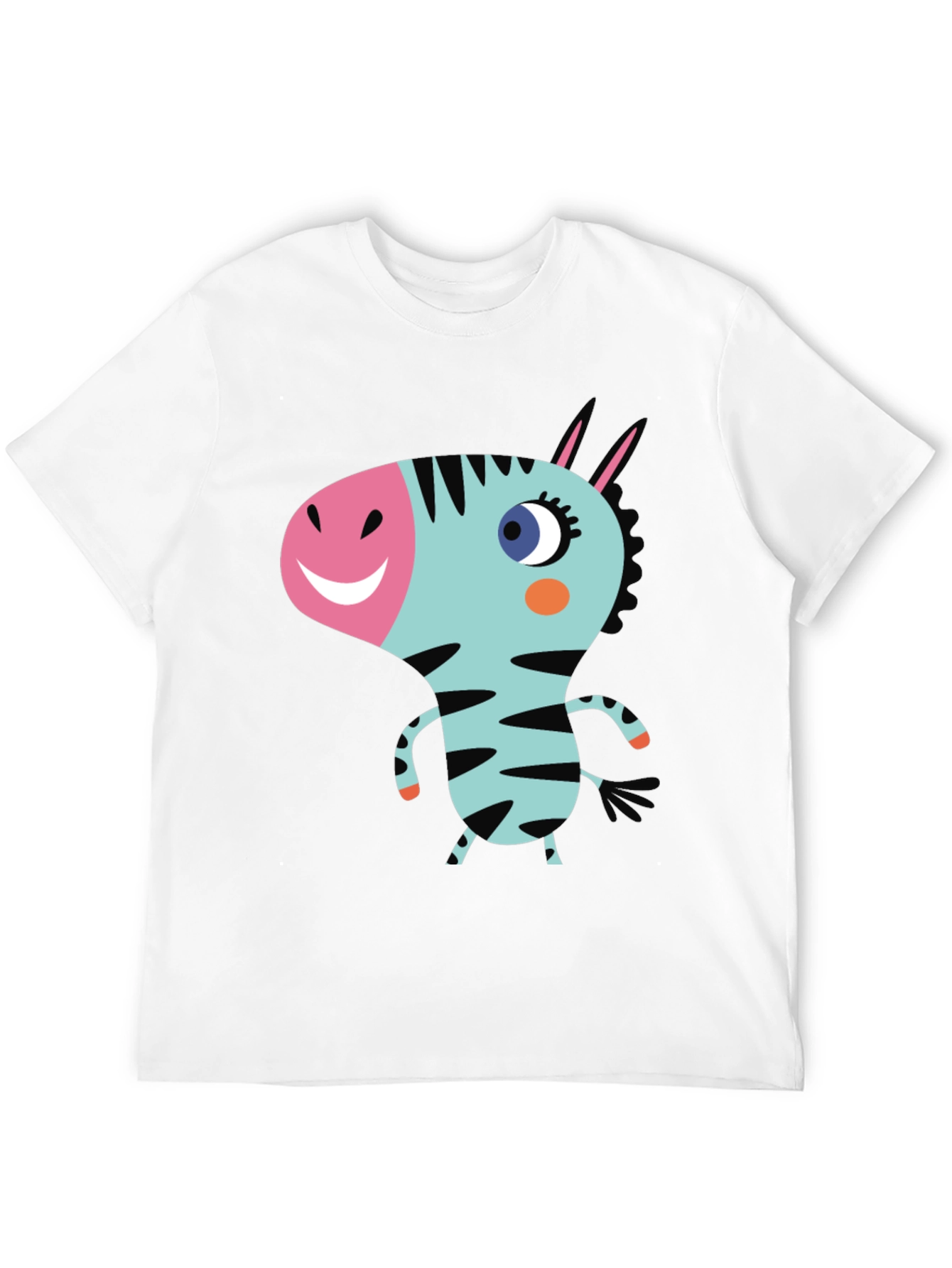 Cartoon Zebra Graphic Black T-Shirt