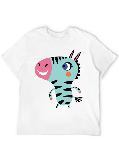 Cartoon Zebra Graphic Black T-Shirt