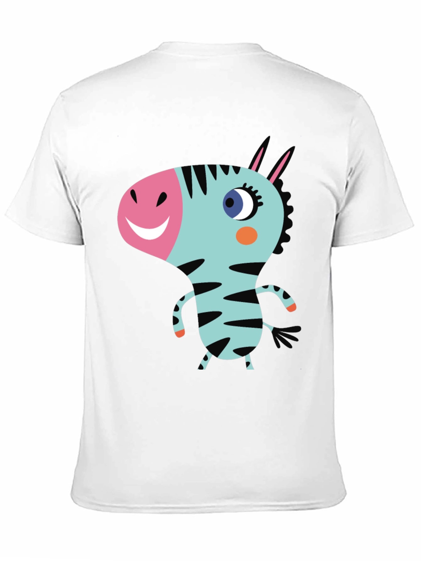 Cartoon Zebra Graphic Black T-Shirt
