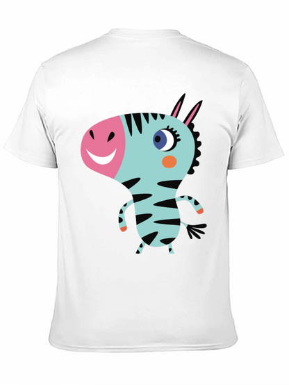 Cartoon Zebra Graphic Black T-Shirt