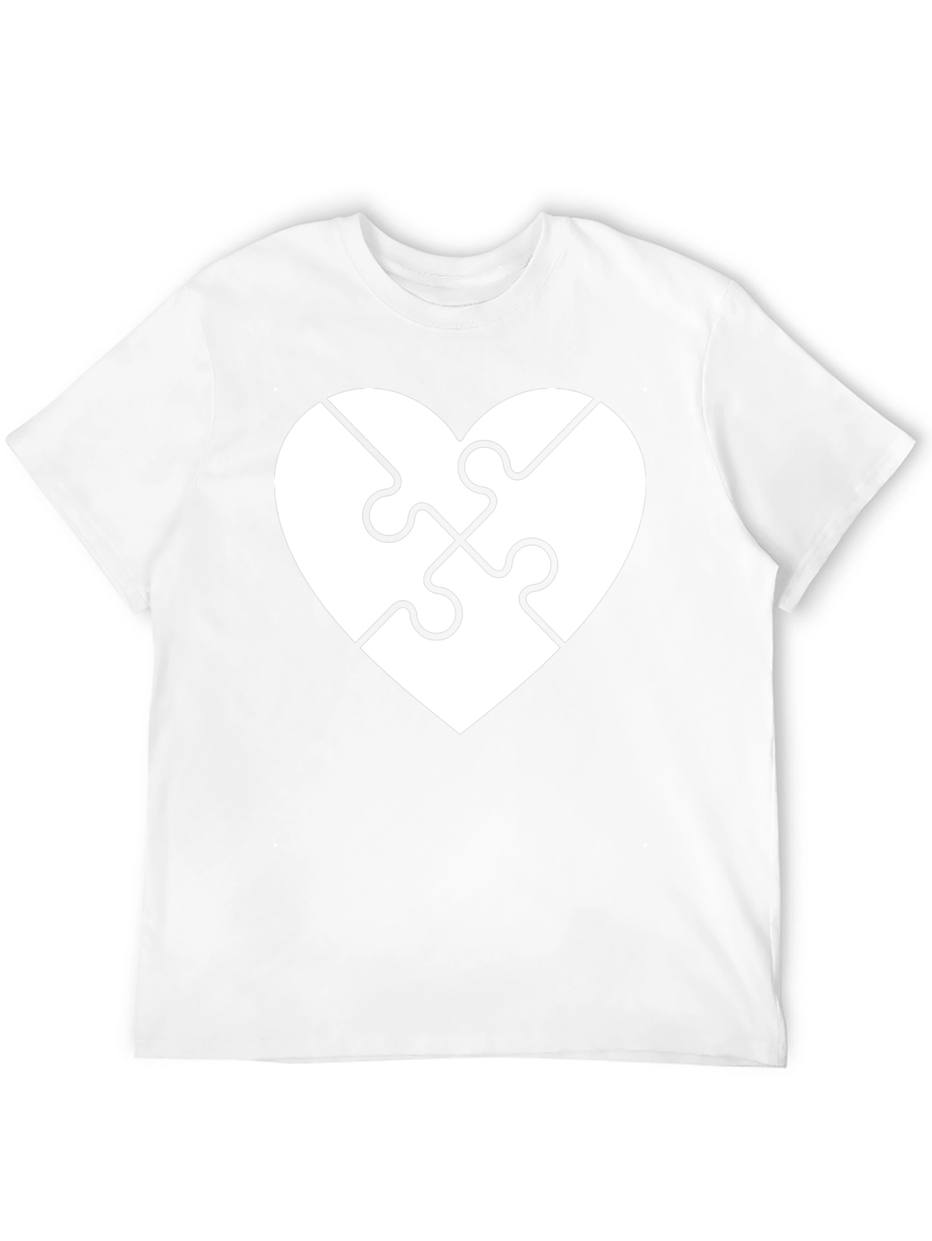 Heart Puzzle Piece Graphic Tee - Black Cotton