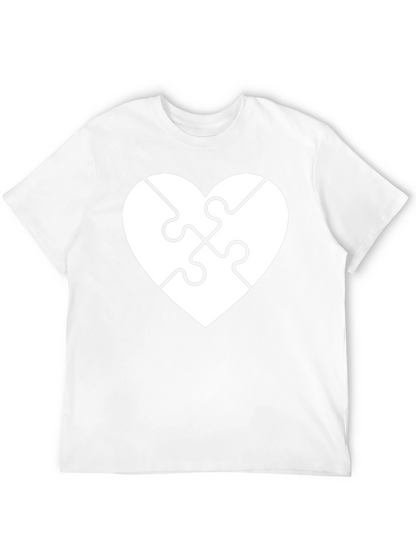 Heart Puzzle Piece Graphic Tee - Black Cotton