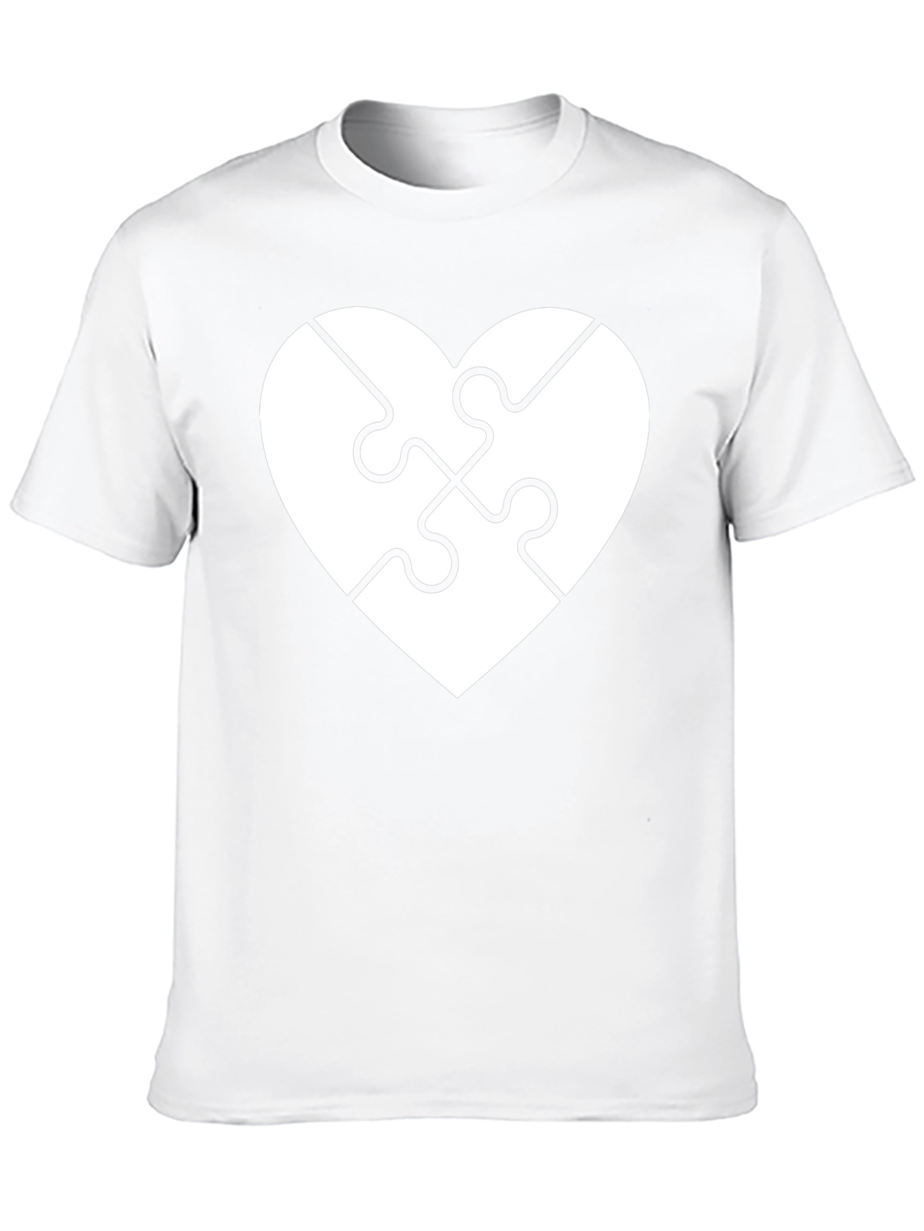 Heart Puzzle Piece Graphic Tee - Black Cotton