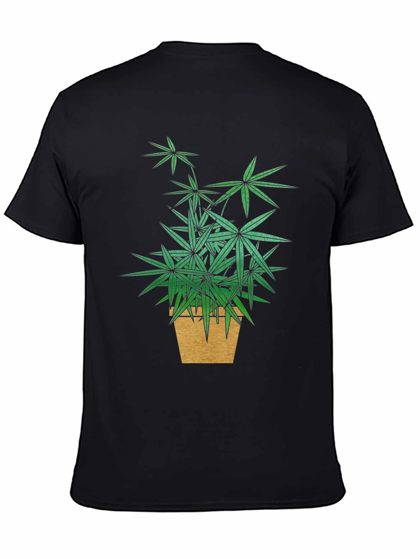 Botanical Potted Plant Graphic Tee - Black