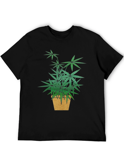 Botanical Potted Plant Graphic Tee - Black