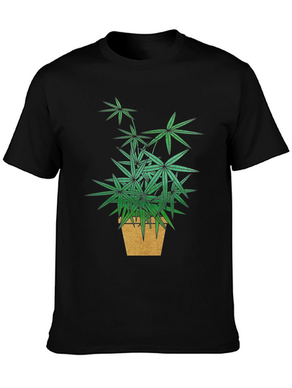 Botanical Potted Plant Graphic Tee - Black