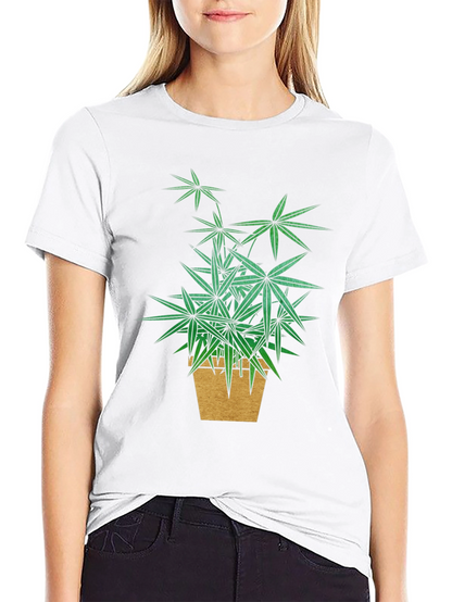 Botanical Potted Plant Graphic Tee - Black