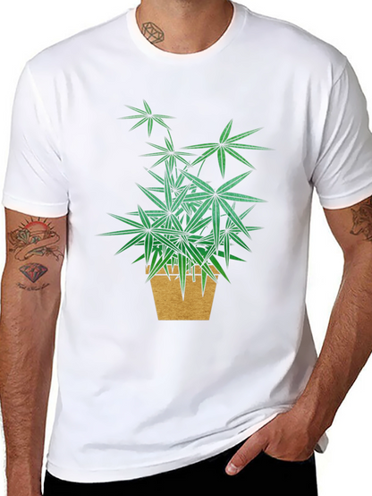 Botanical Potted Plant Graphic Tee - Black