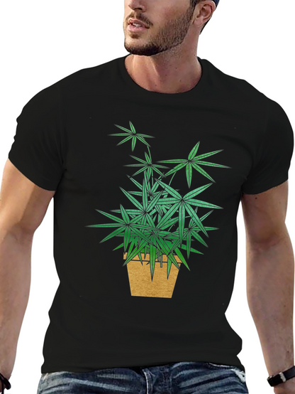 Botanical Potted Plant Graphic Tee - Black
