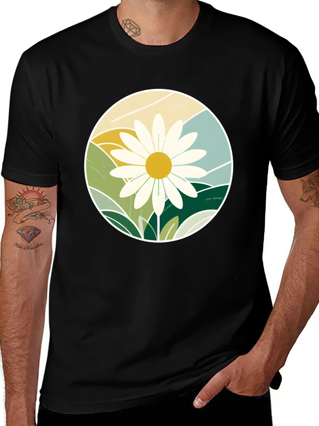 Daisy Mountainscape Graphic Tee - Black