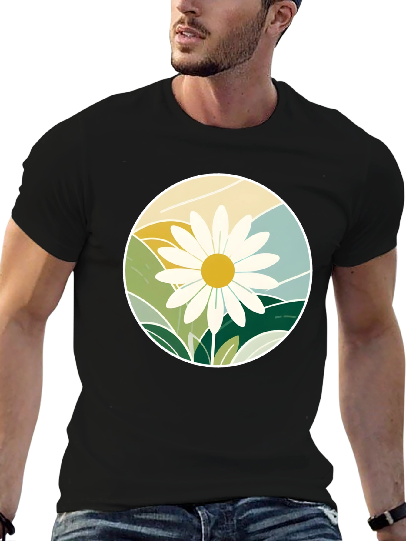 Daisy Mountainscape Graphic Tee - Black