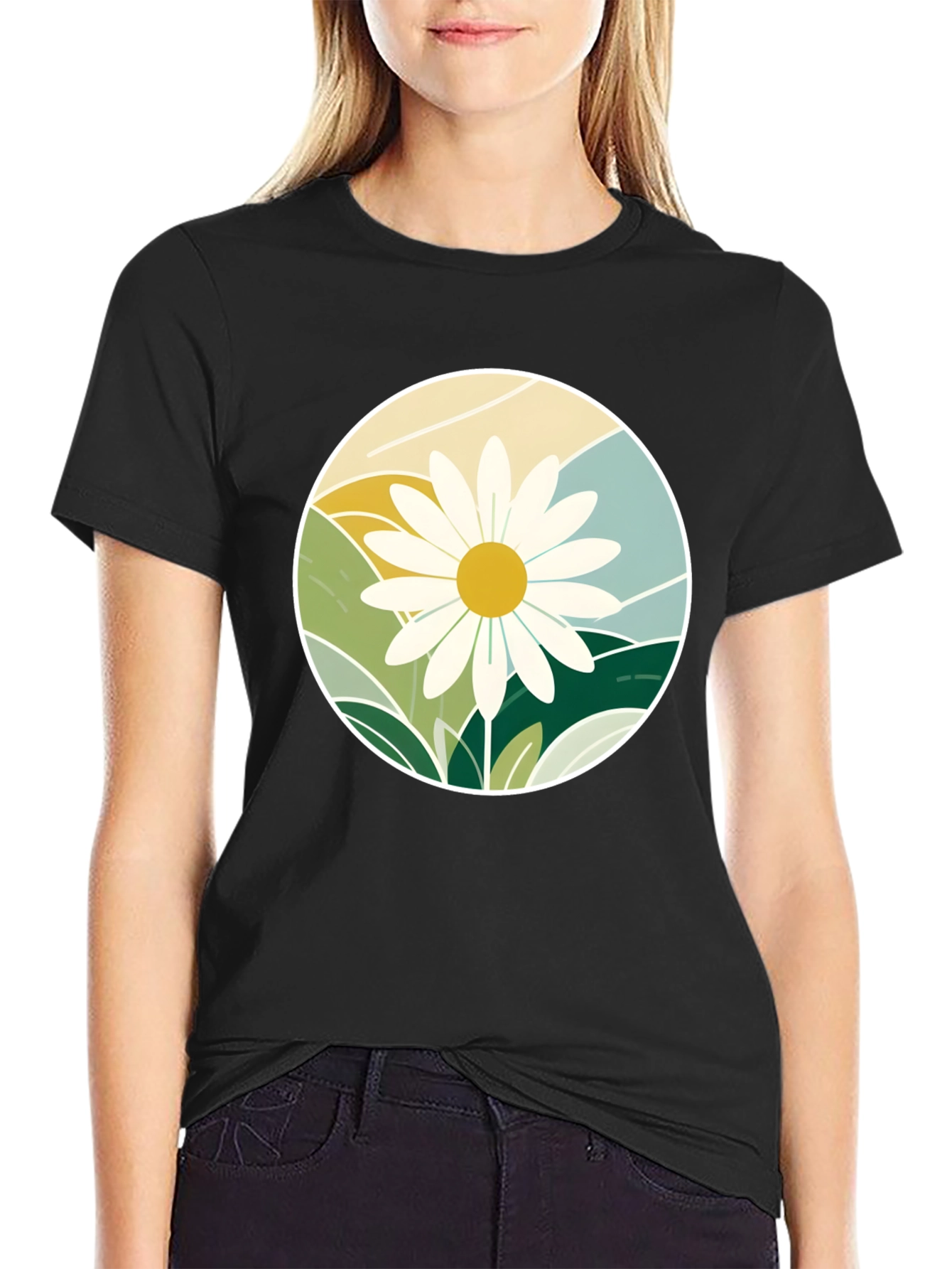 Daisy Mountainscape Graphic Tee - Black