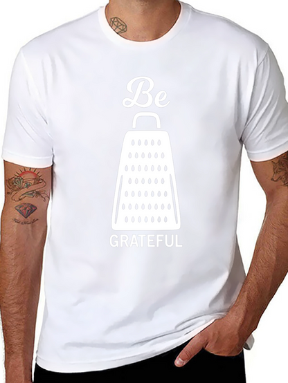 Be Grateful Cheese Grater Graphic T-Shirt - Black