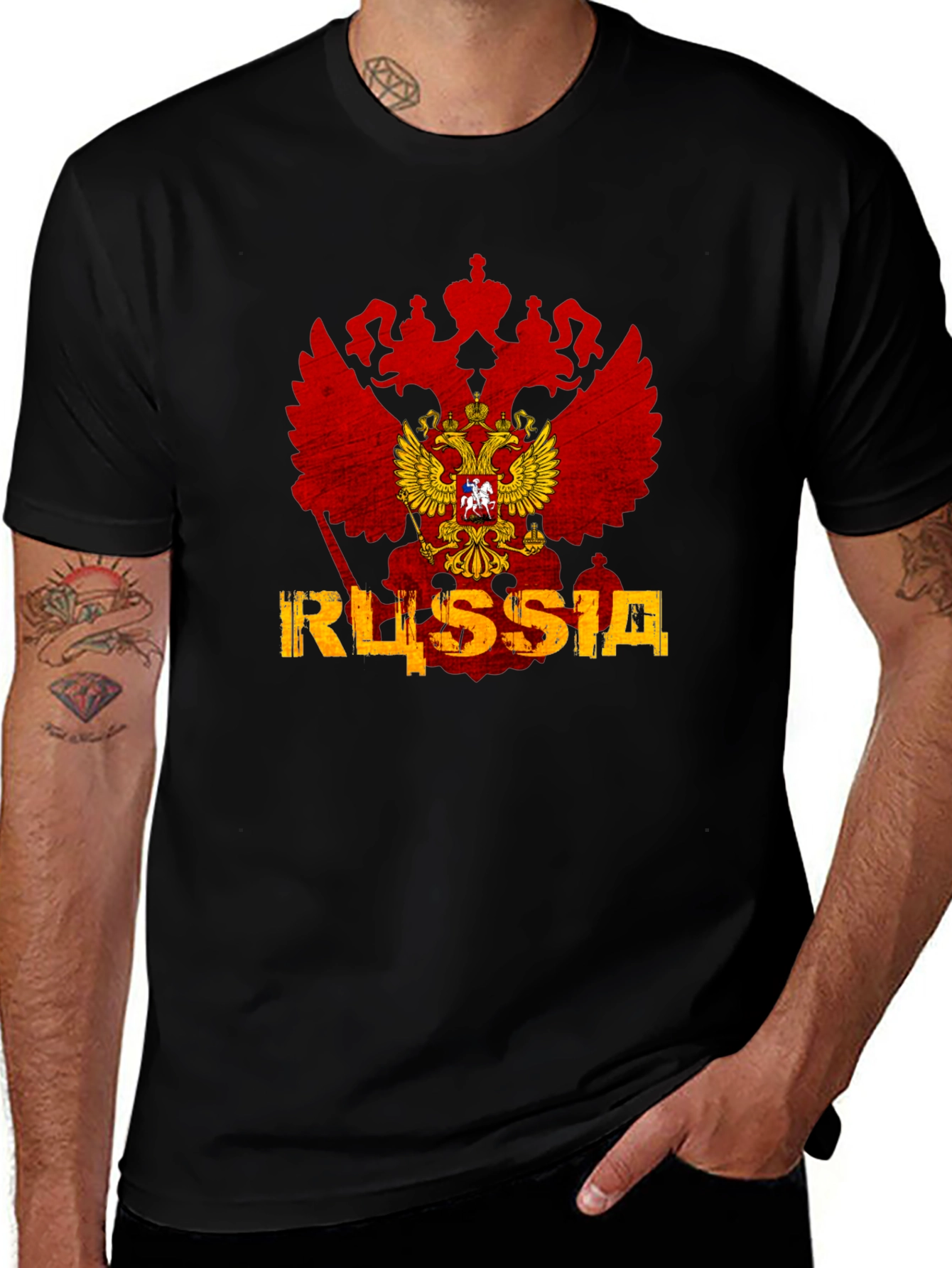 Russia Flag Eagle Graphic T-Shirt