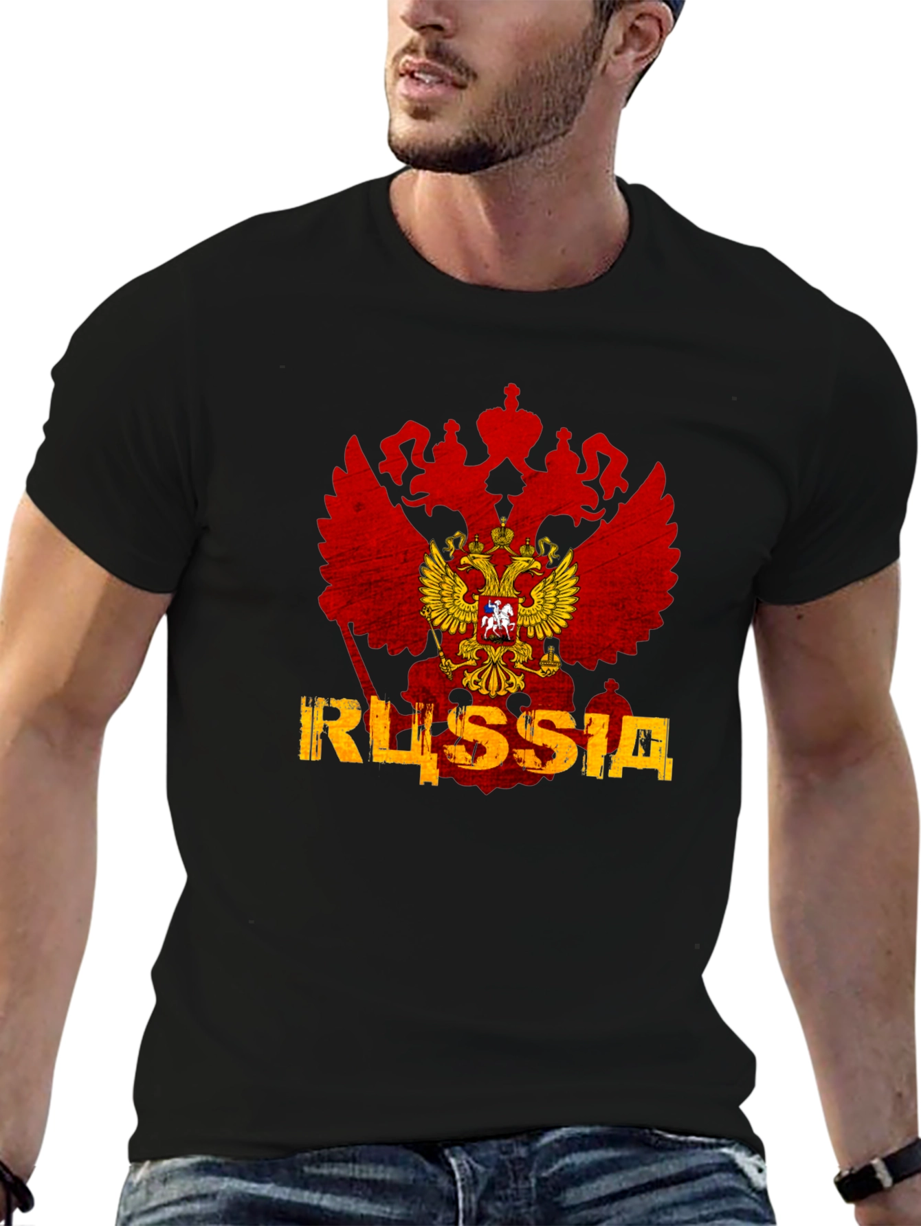 Russia Flag Eagle Graphic T-Shirt