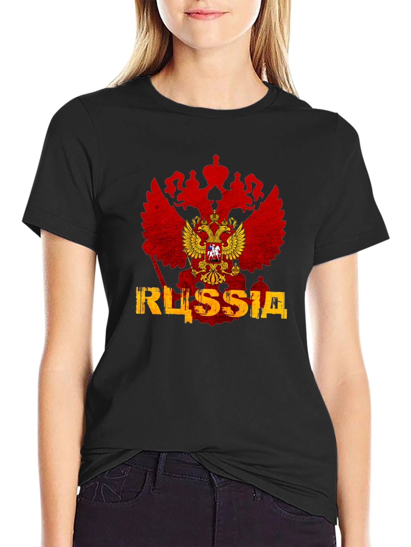 Russia Flag Eagle Graphic T-Shirt