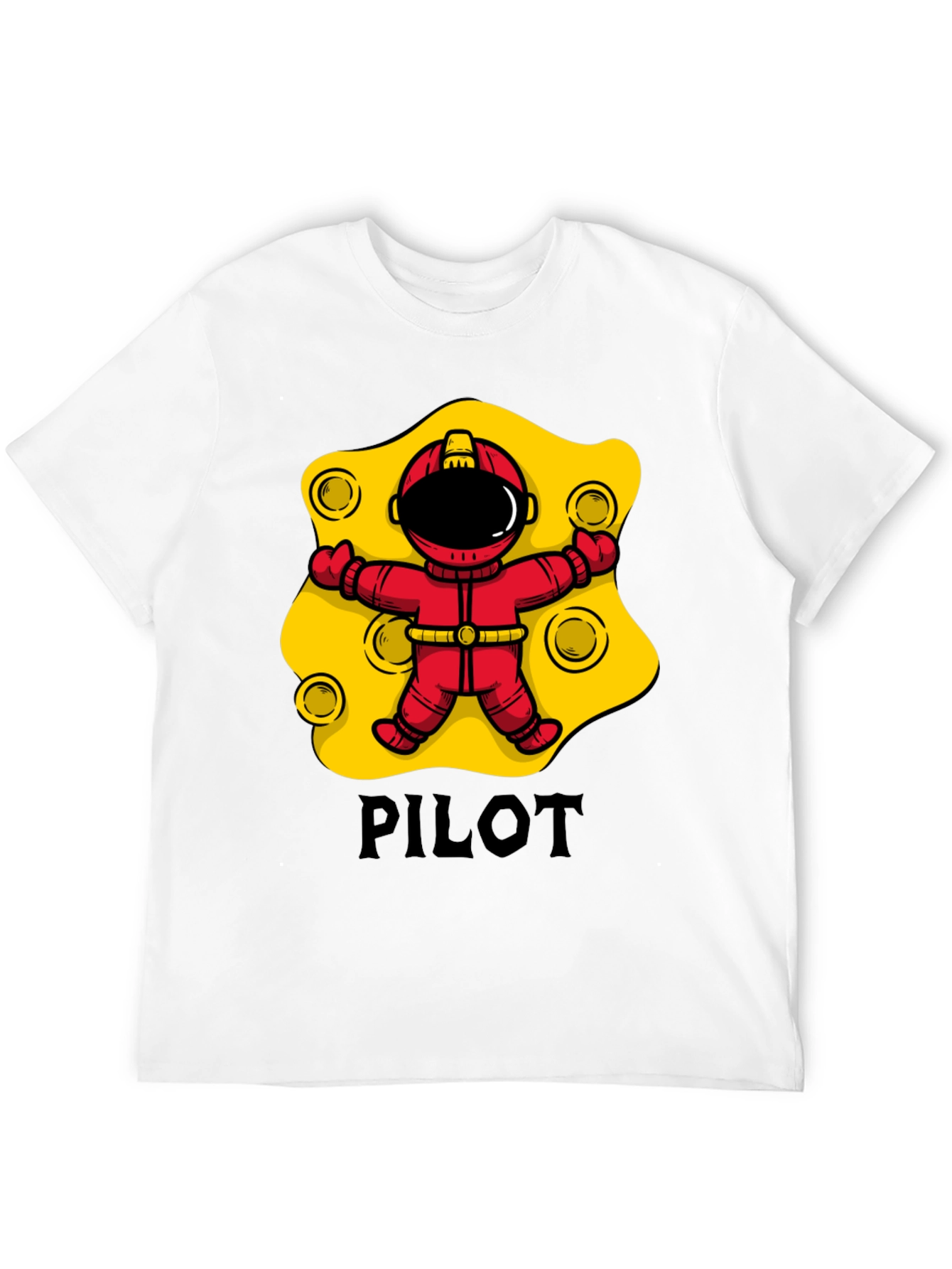 Pilot Astronaut T-Shirt - Black Cotton Graphic Tee