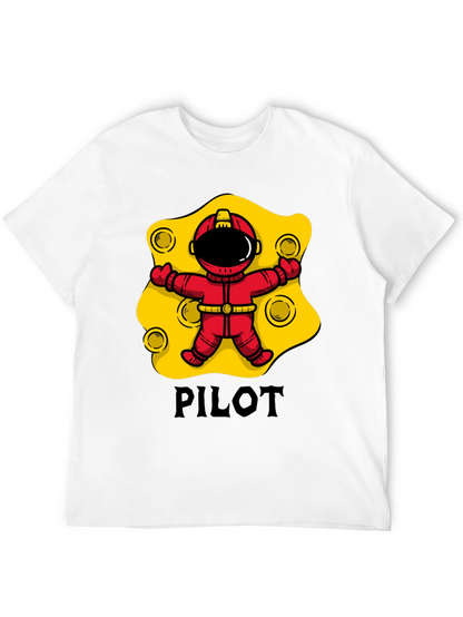 Pilot Astronaut T-Shirt - Black Cotton Graphic Tee
