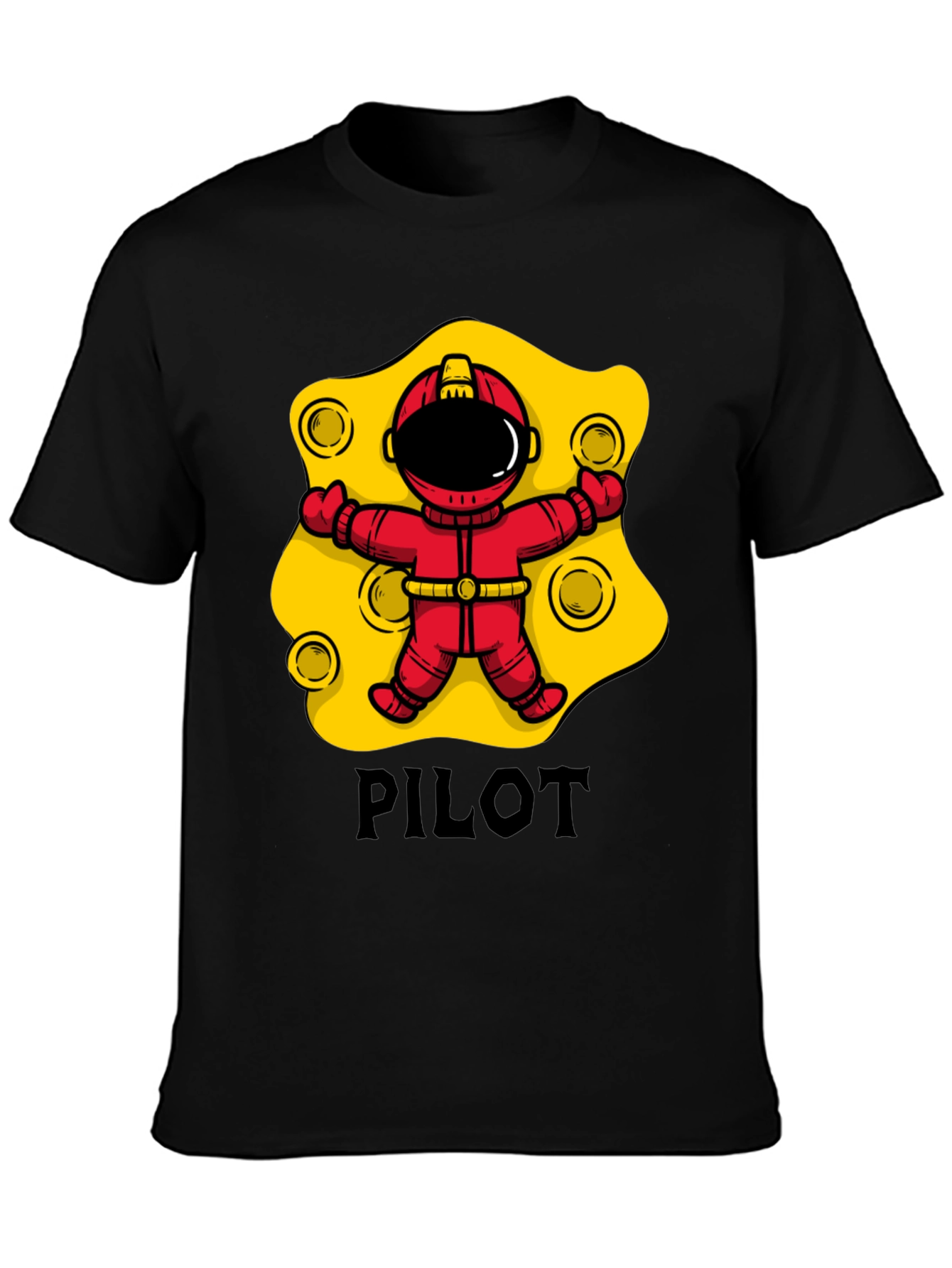 Pilot Astronaut T-Shirt - Black Cotton Graphic Tee