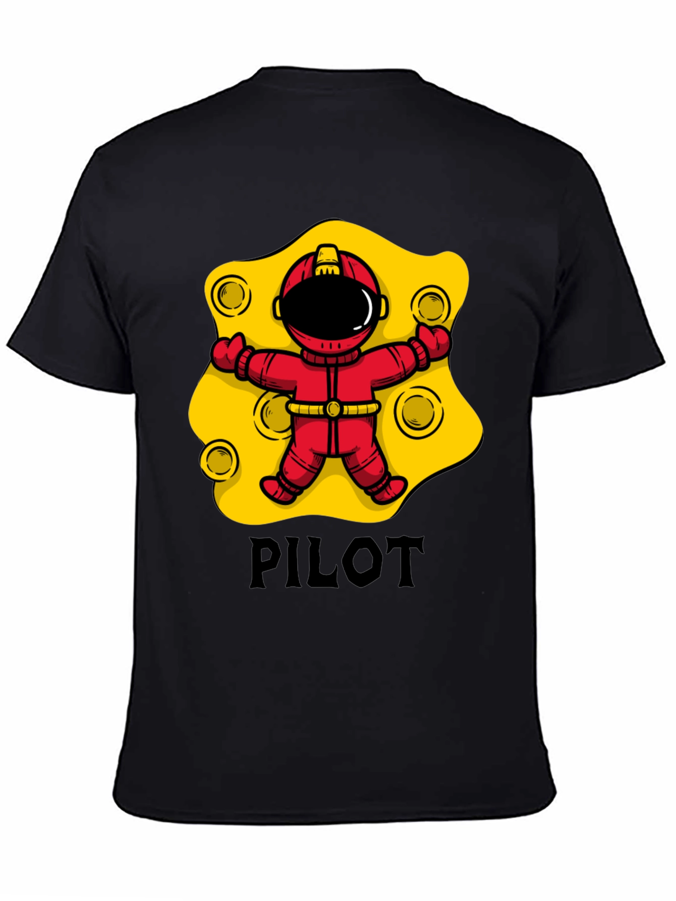 Pilot Astronaut T-Shirt - Black Cotton Graphic Tee