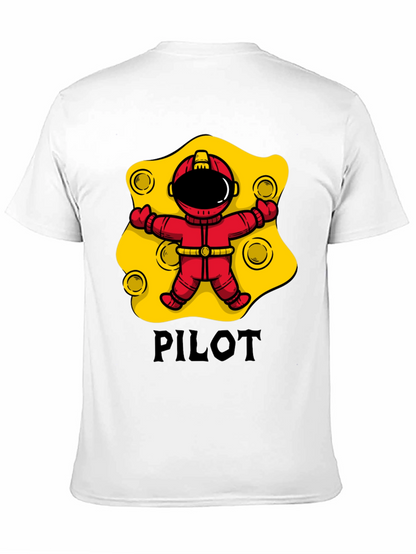Pilot Astronaut T-Shirt - Black Cotton Graphic Tee