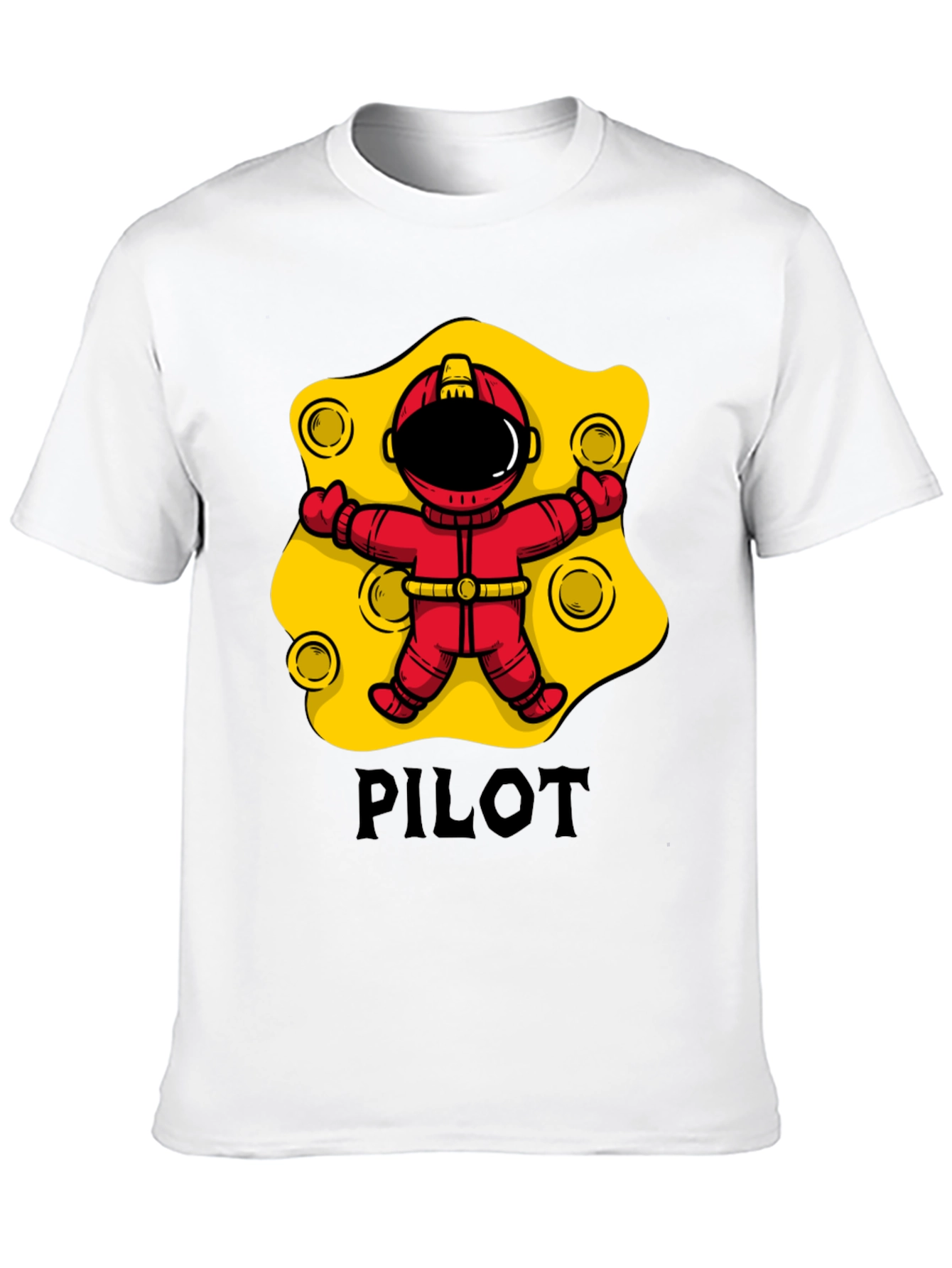 Pilot Astronaut T-Shirt - Black Cotton Graphic Tee