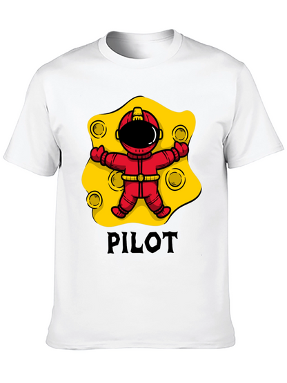 Pilot Astronaut T-Shirt - Black Cotton Graphic Tee