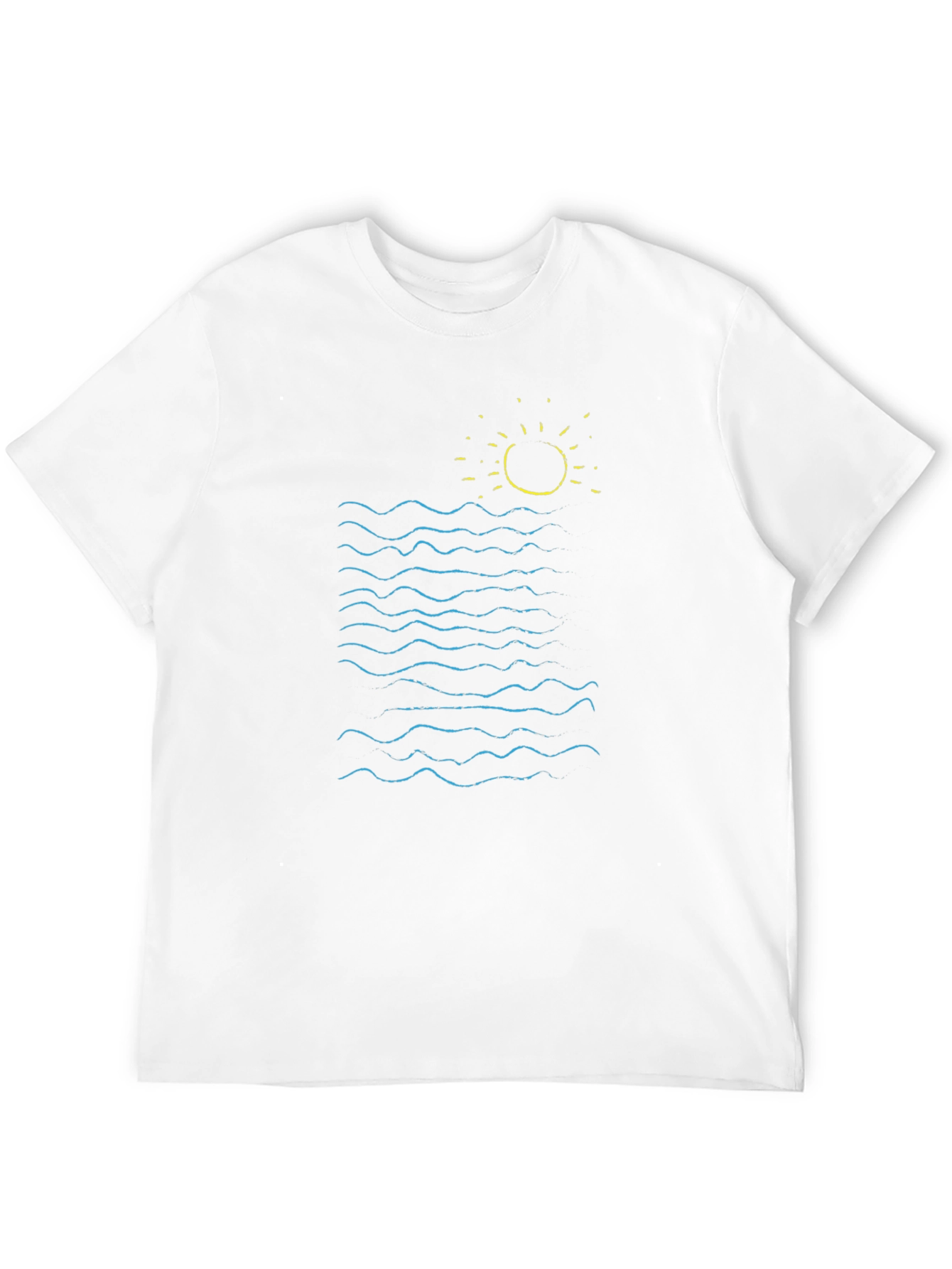 Ocean Waves Graphic Tee - Black Cotton Summer Shirt