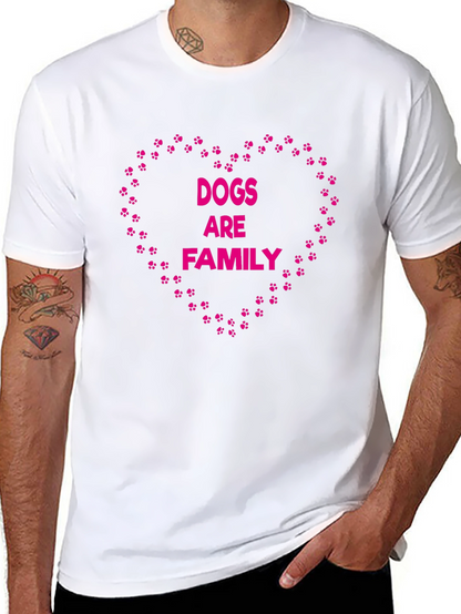 Dogs Are Family Paw Print Heart Black T-Shirt