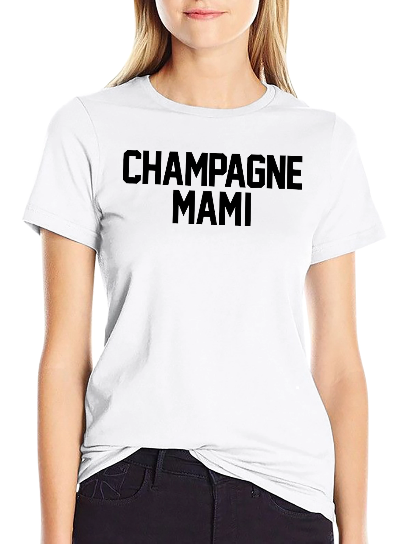 Champagne Mami Black Graphic Tee