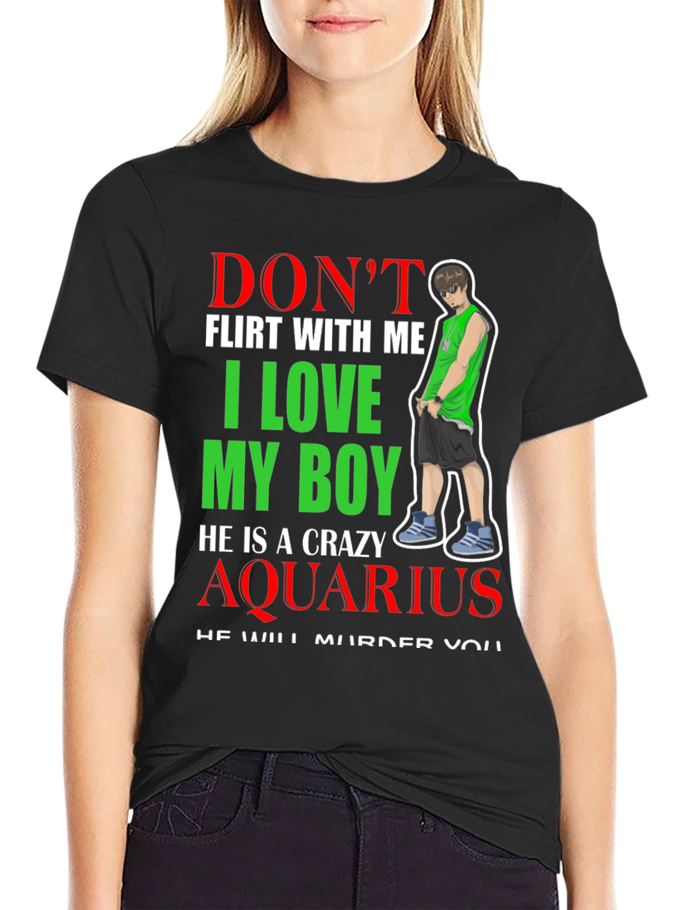 Crazy Aquarius Boy T-Shirt - Dont Flirt With Me
