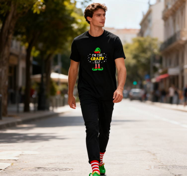 I’m The Crazy Elf Christmas T-Shirt - 100% Cotton, Festive & Playful Tee for Holiday Gatherings & Casual Daily Wear