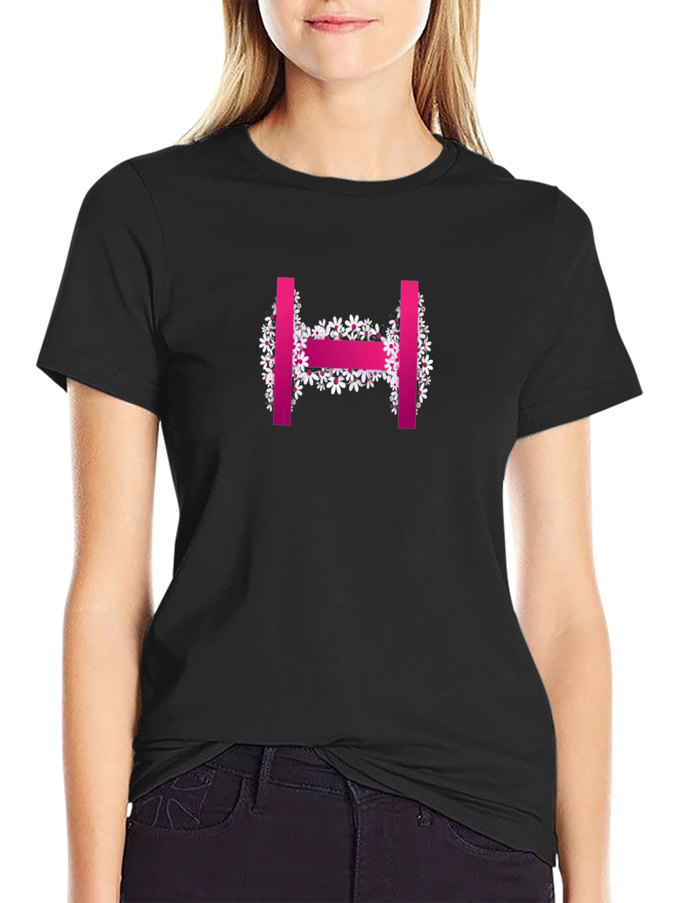 Floral H Letter T-Shirt - Stylish & Unique