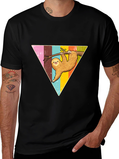 Sloth Triangle Graphic Tee - Casual & Fun Style