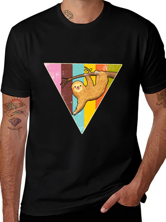 Sloth Triangle Graphic Tee - Casual & Fun Style