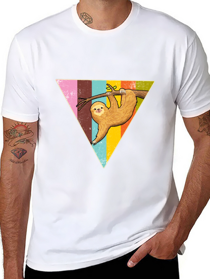 Sloth Triangle Graphic Tee - Casual & Fun Style