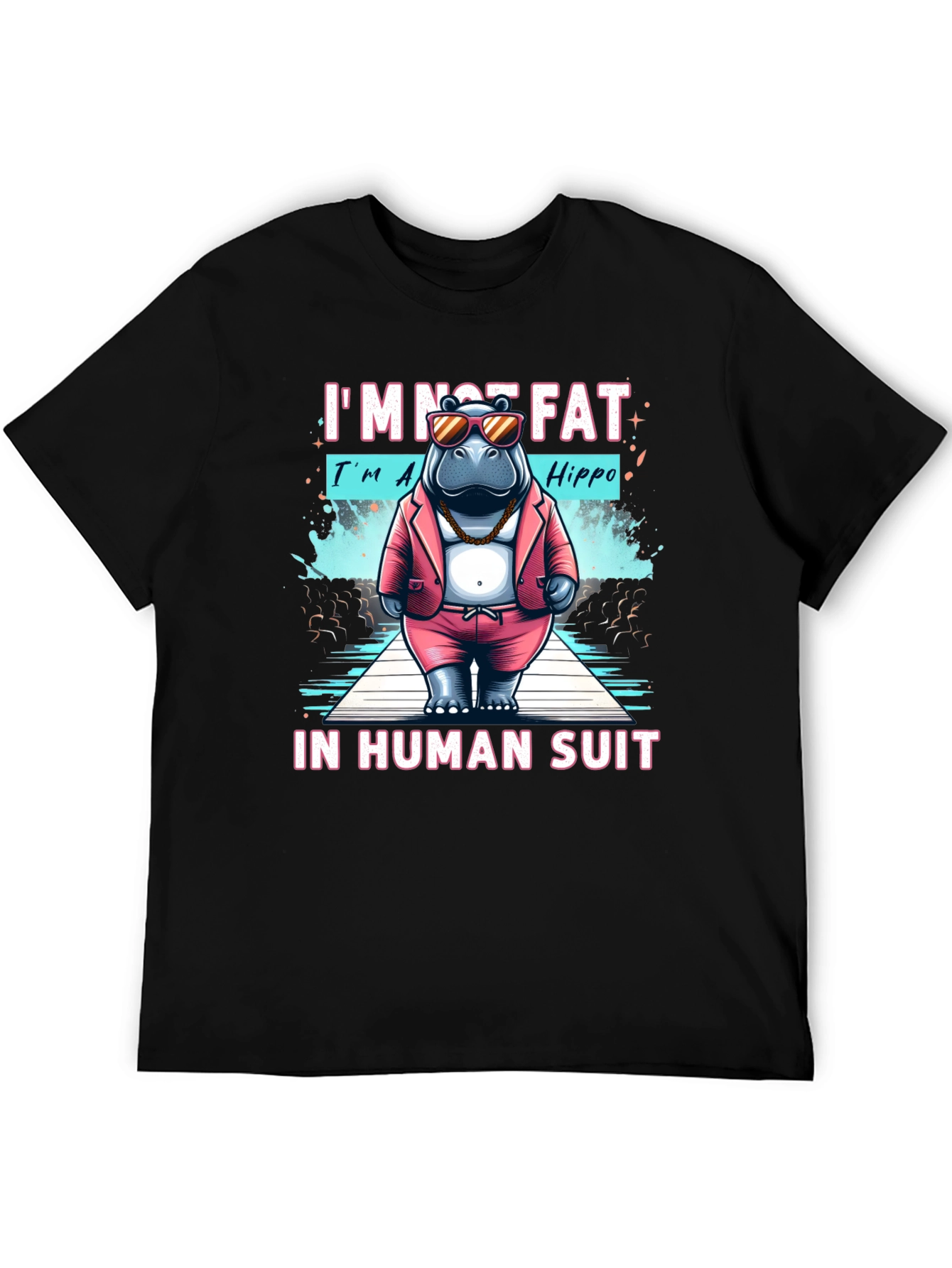 Funny Hippo in Human Suit Graphic Tee