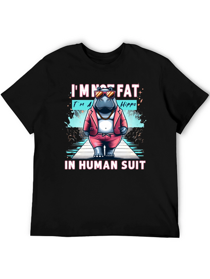 Funny Hippo in Human Suit Graphic Tee